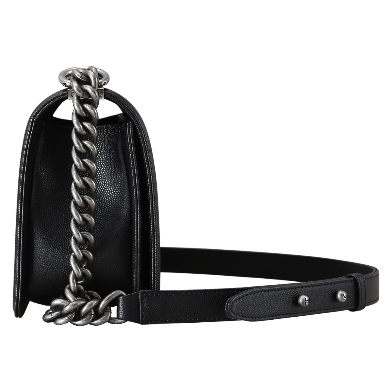 CHANEL(USED)샤넬 보이샤넬 캐비어 미듐 은장