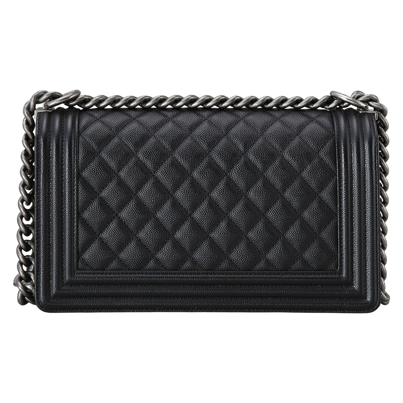 CHANEL(USED)샤넬 보이샤넬 캐비어 미듐 은장