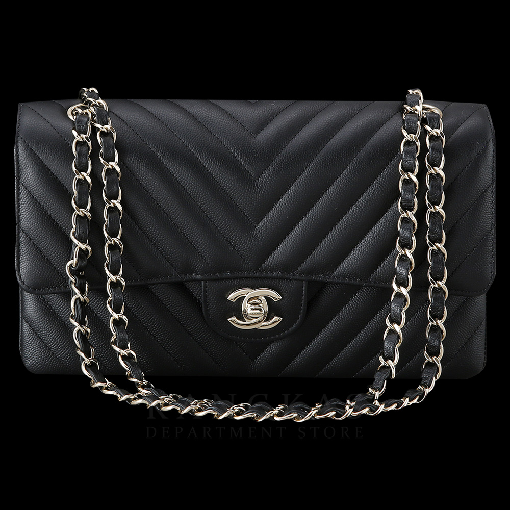 CHANEL(USED)샤넬 클래식 캐비어 쉐브론 미듐 블랙