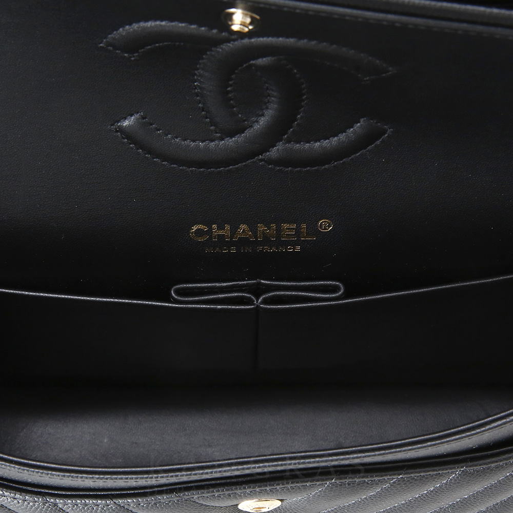 CHANEL(USED)샤넬 클래식 캐비어 쉐브론 미듐 블랙