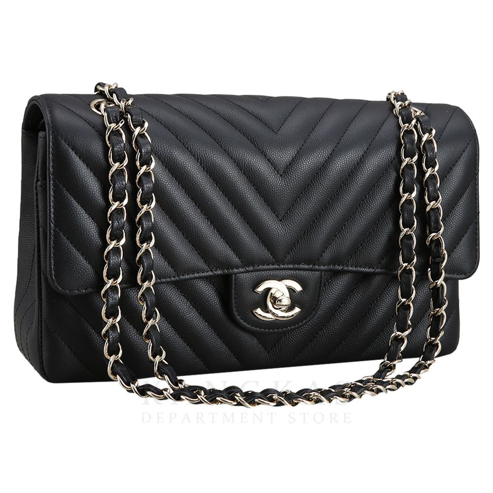 CHANEL(USED)샤넬 클래식 캐비어 쉐브론 미듐 블랙