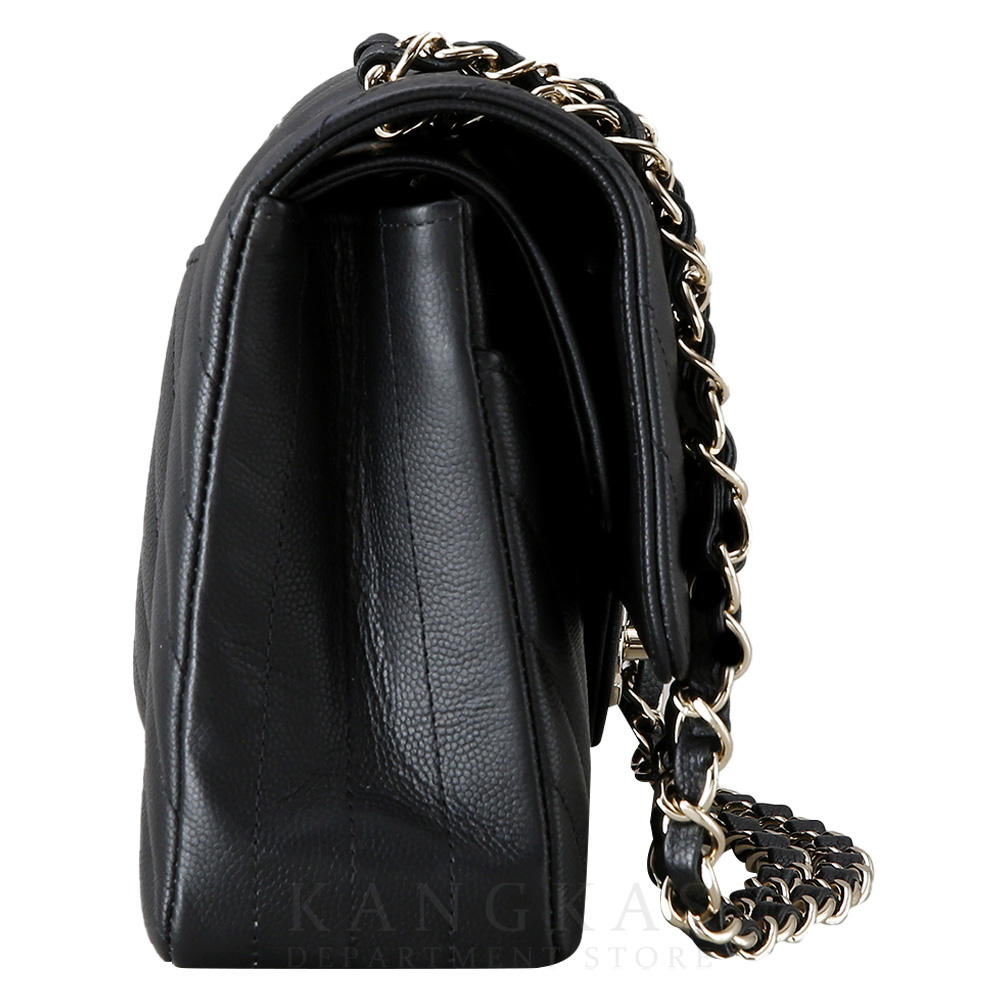 CHANEL(USED)샤넬 클래식 캐비어 쉐브론 미듐 블랙