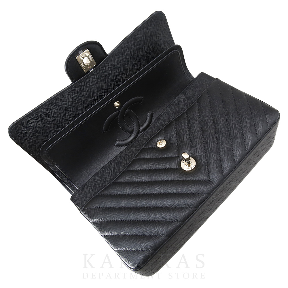 CHANEL(USED)샤넬 클래식 캐비어 쉐브론 미듐 블랙