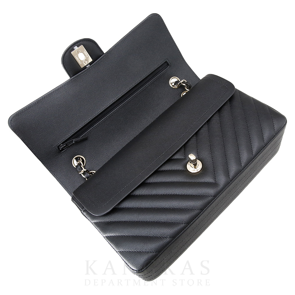CHANEL(USED)샤넬 클래식 캐비어 쉐브론 미듐 블랙