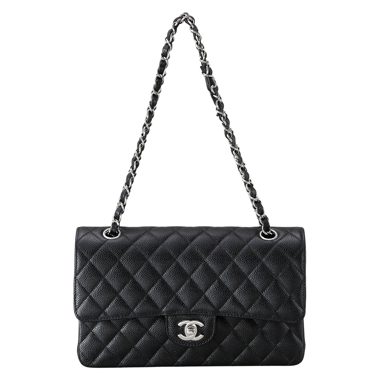 CHANEL(USED)샤넬 캐비어 클래식 미듐 은장