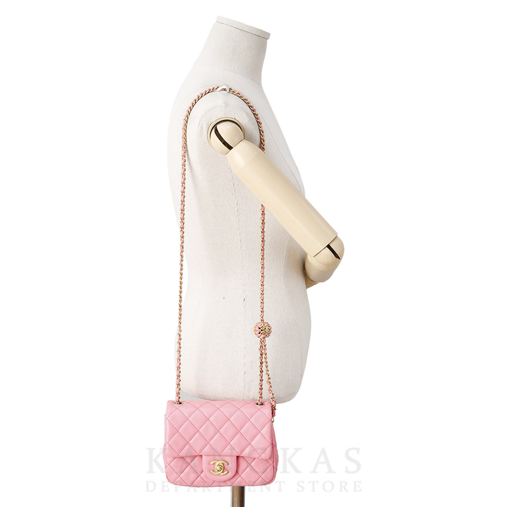 CHANEL(USED)샤넬 램스킨 클래식 쁘띠삭 골든볼
