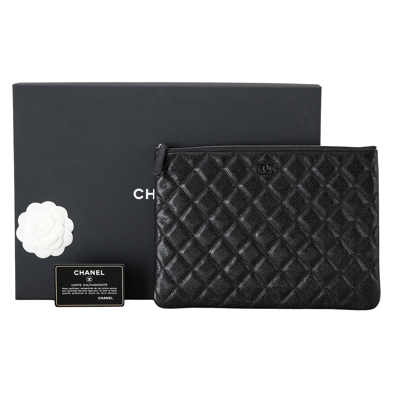 CHANEL(USED)샤넬 캐비어 클러치 미듐