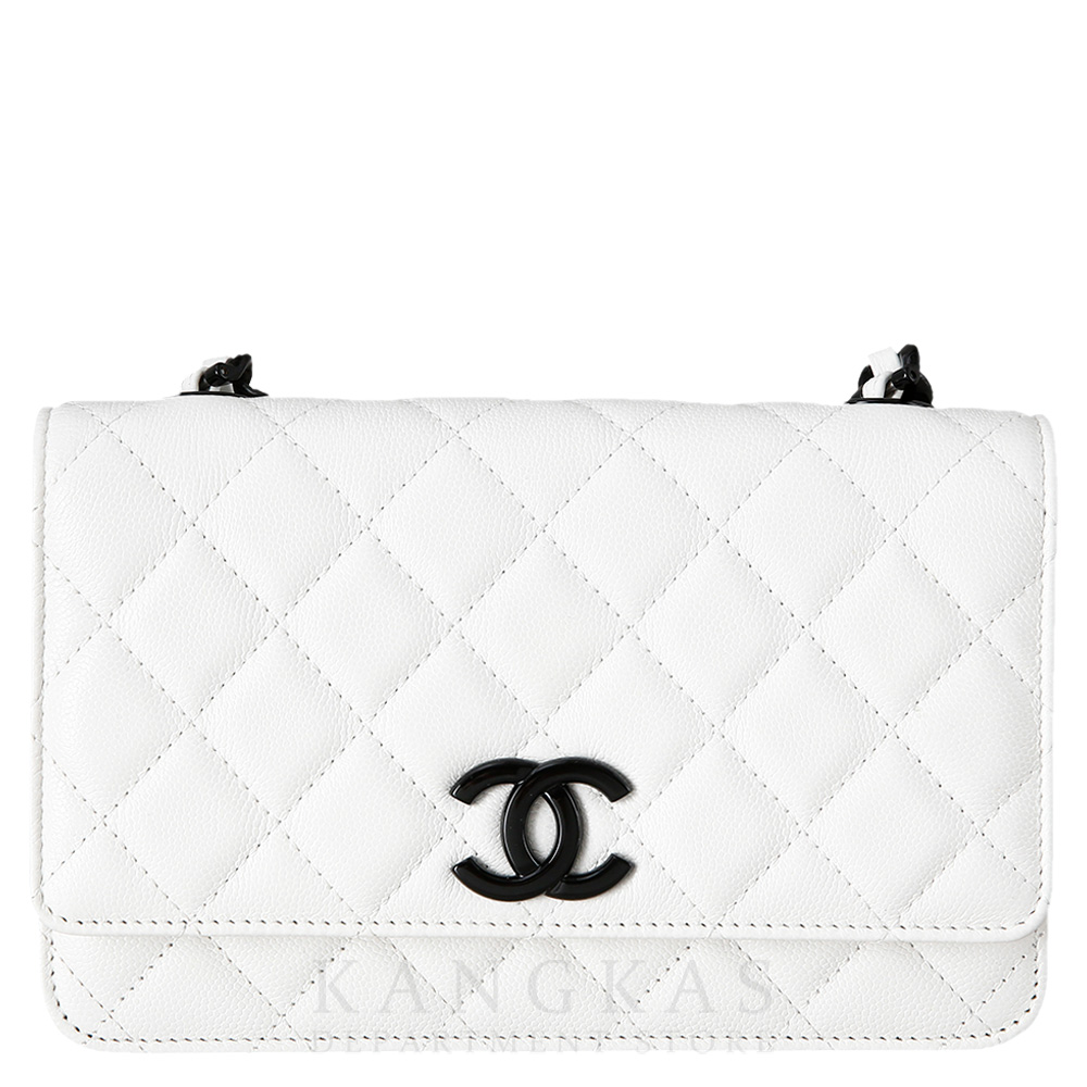 CHANEL(USED)샤넬 시즌 캐비어 화이트 CC로고 WOC