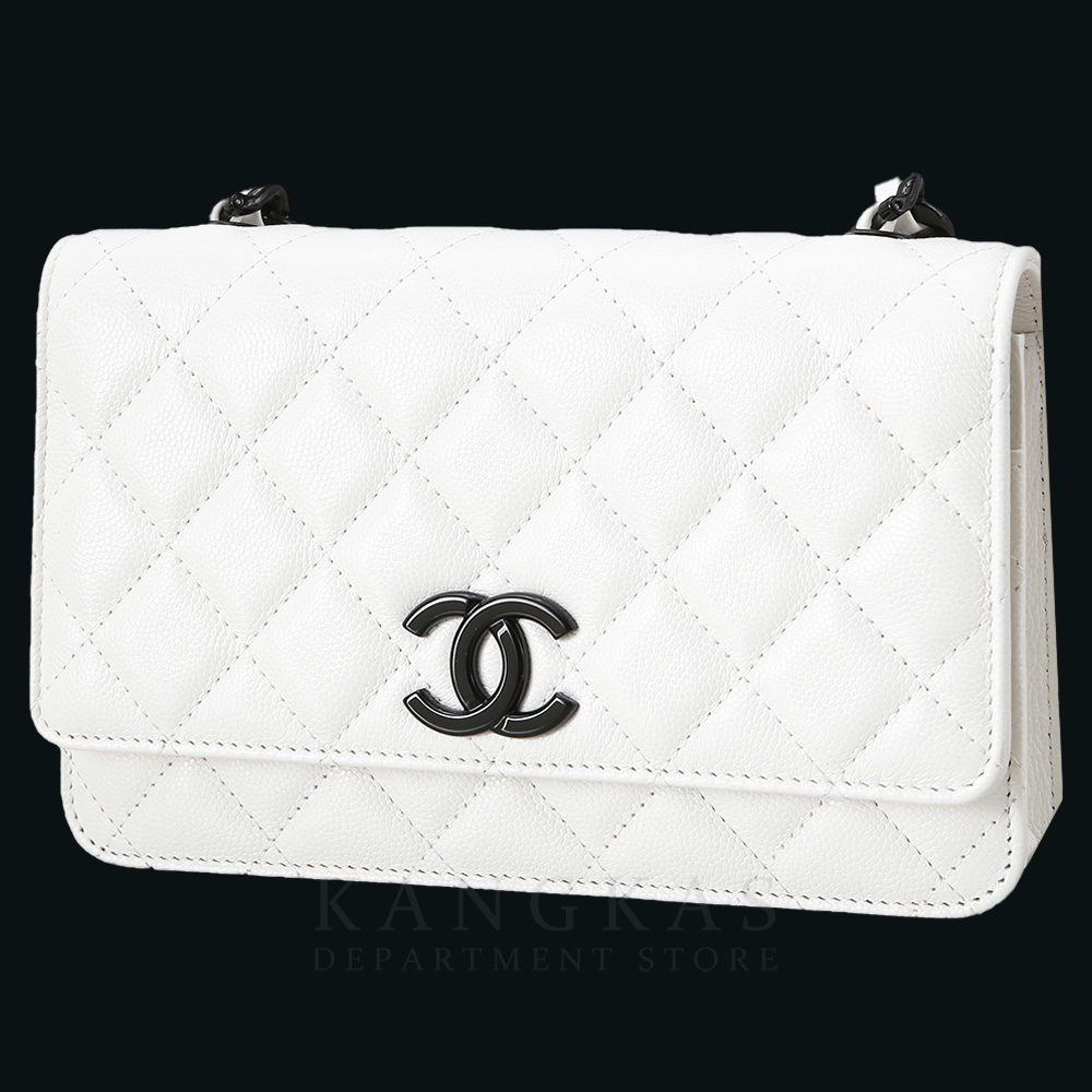 CHANEL(USED)샤넬 시즌 캐비어 화이트 CC로고 WOC