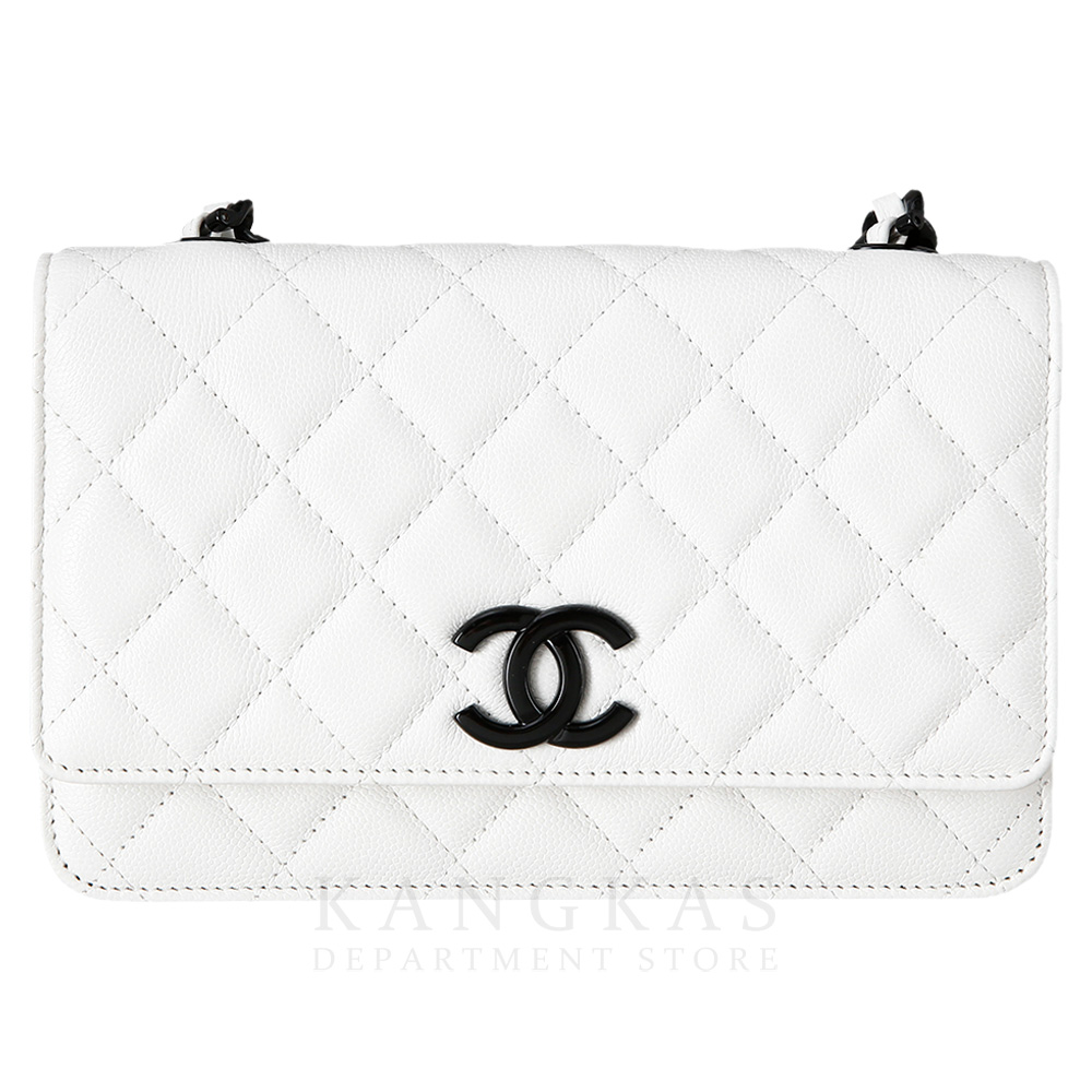 CHANEL(USED)샤넬 시즌 캐비어 화이트 CC로고 WOC