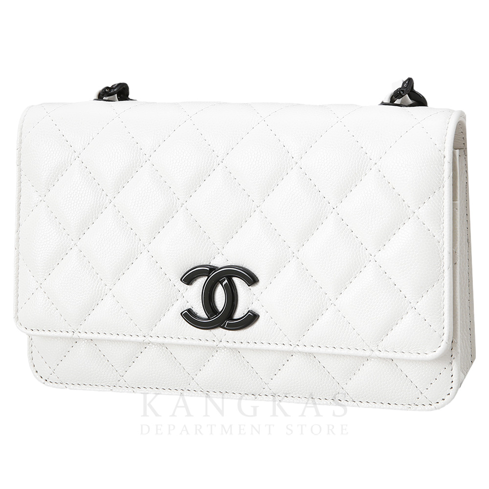CHANEL(USED)샤넬 시즌 캐비어 화이트 CC로고 WOC
