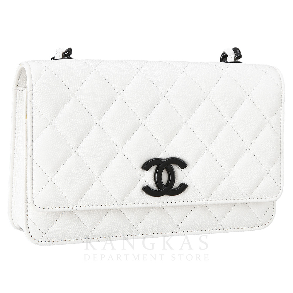 CHANEL(USED)샤넬 시즌 캐비어 화이트 CC로고 WOC