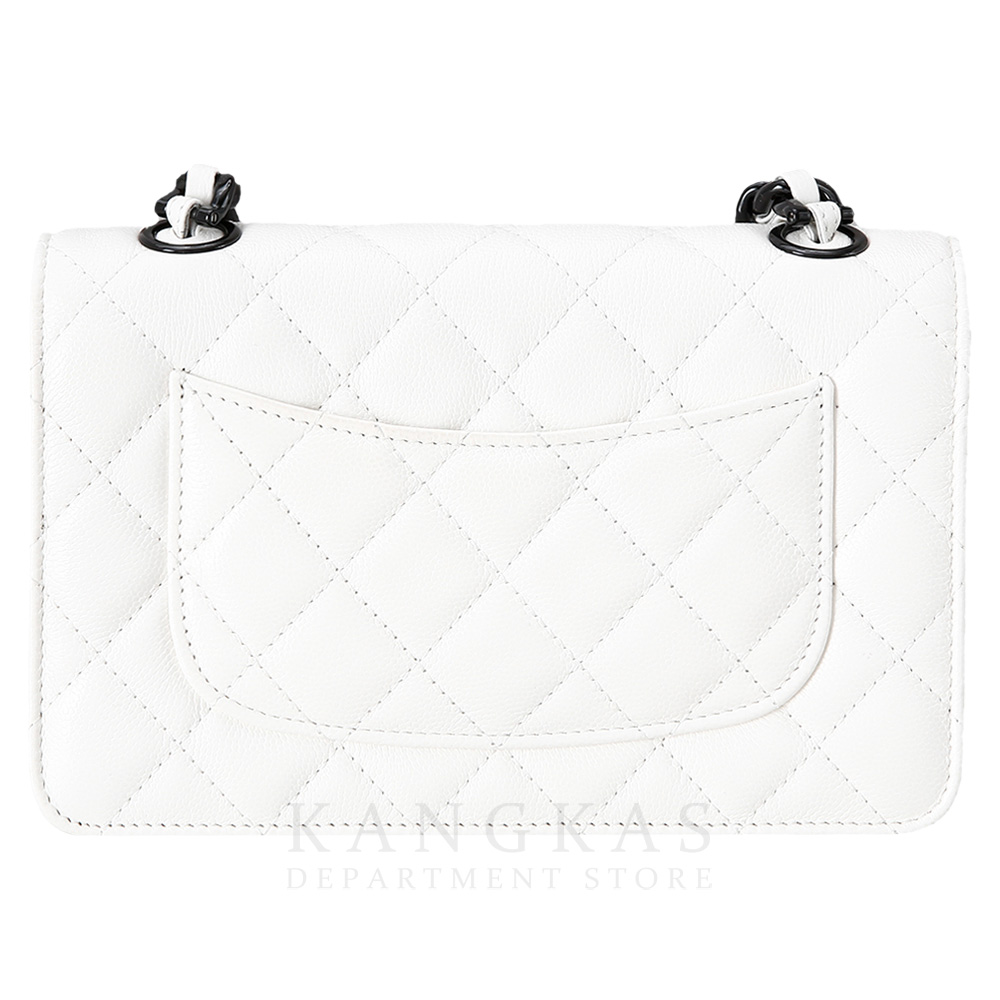 CHANEL(USED)샤넬 시즌 캐비어 화이트 CC로고 WOC
