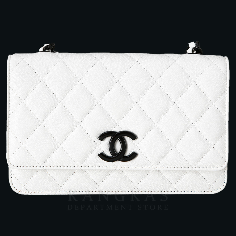 CHANEL(USED)샤넬 시즌 캐비어 화이트 CC로고 WOC