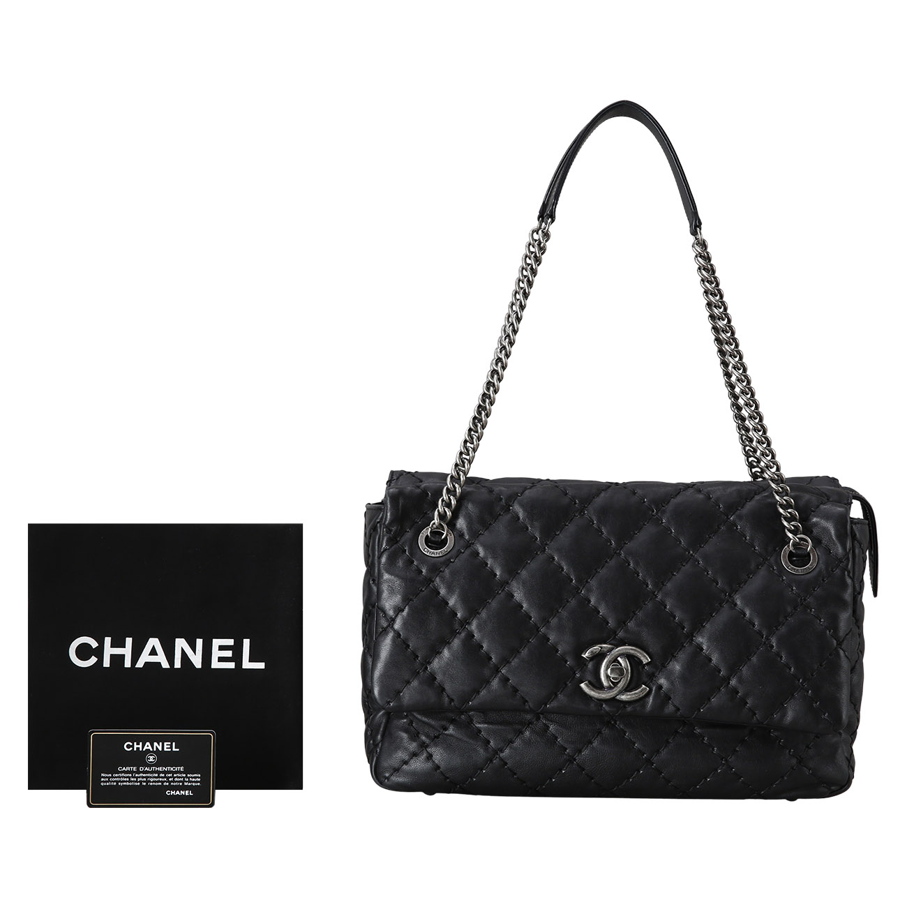 CHANEL(USED)샤넬 스티치 지퍼 플랩백
