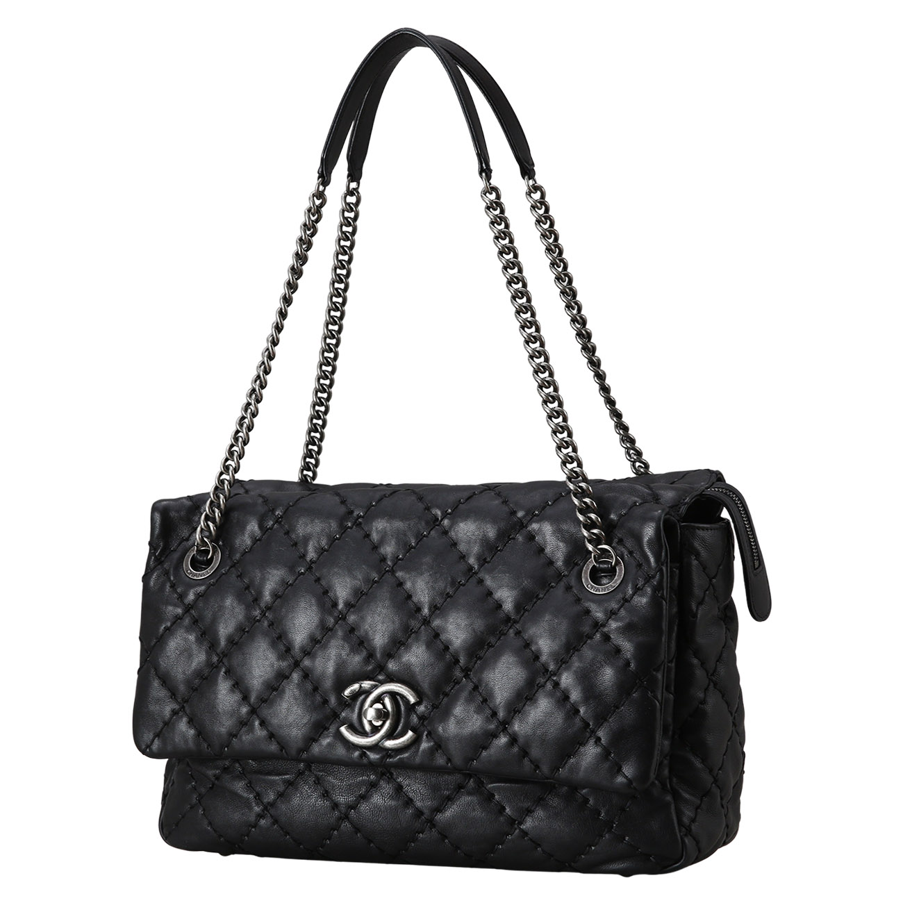 CHANEL(USED)샤넬 스티치 지퍼 플랩백