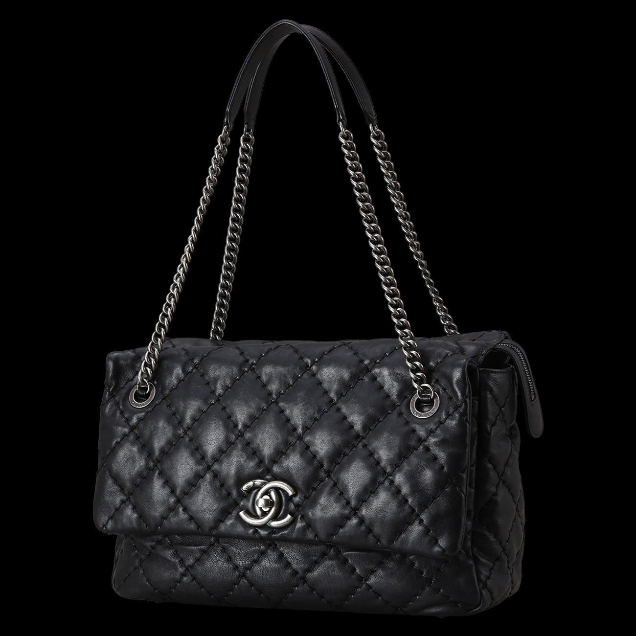 CHANEL(USED)샤넬 스티치 지퍼 플랩백