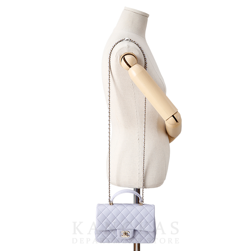 CHANEL(USED)샤넬 램스킨 클래식 뉴미니 탑핸들