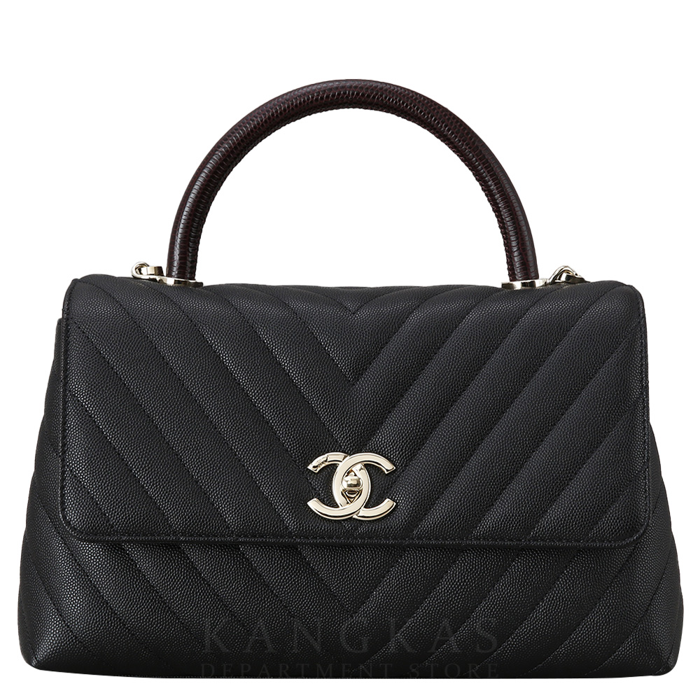 CHANEL(USED)샤넬 캐비어 쉐브론 코코핸들 리자드 미듐