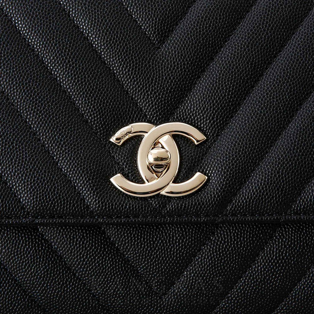 CHANEL(USED)샤넬 캐비어 쉐브론 코코핸들 리자드 미듐