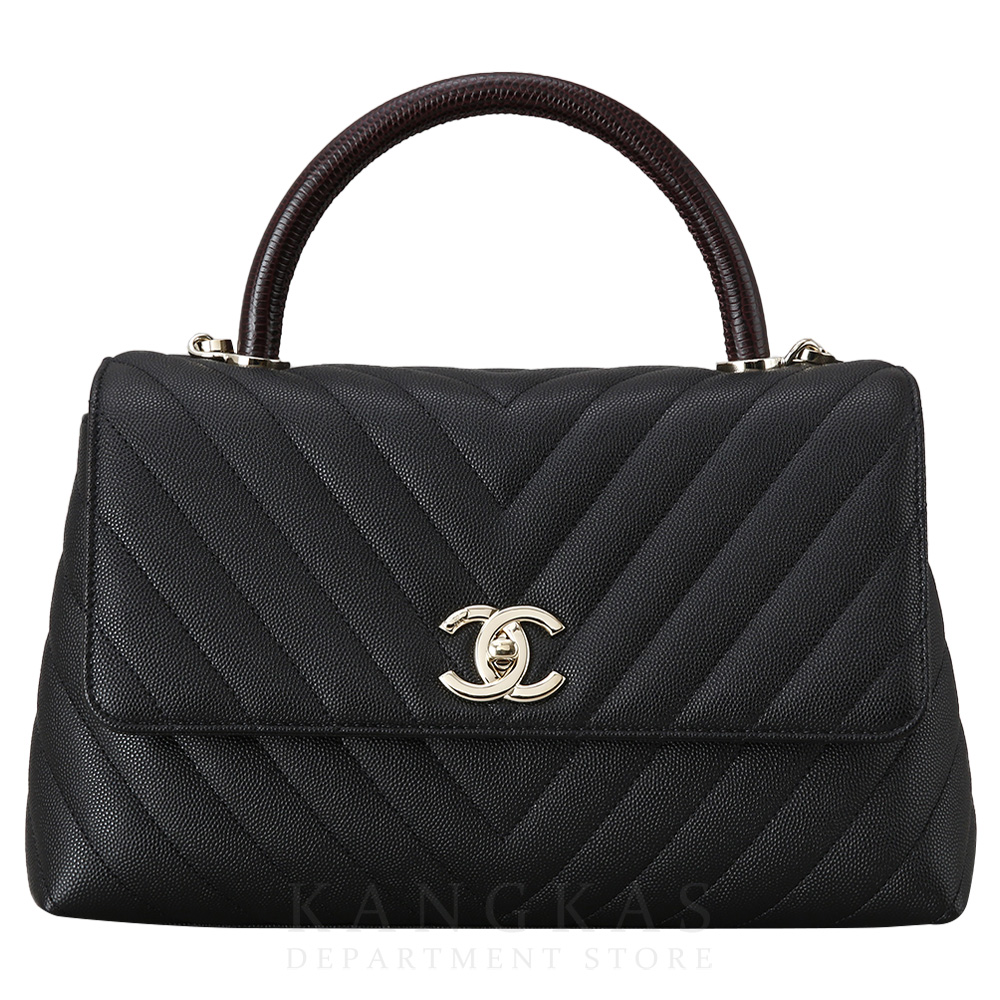 CHANEL(USED)샤넬 캐비어 쉐브론 코코핸들 리자드 미듐