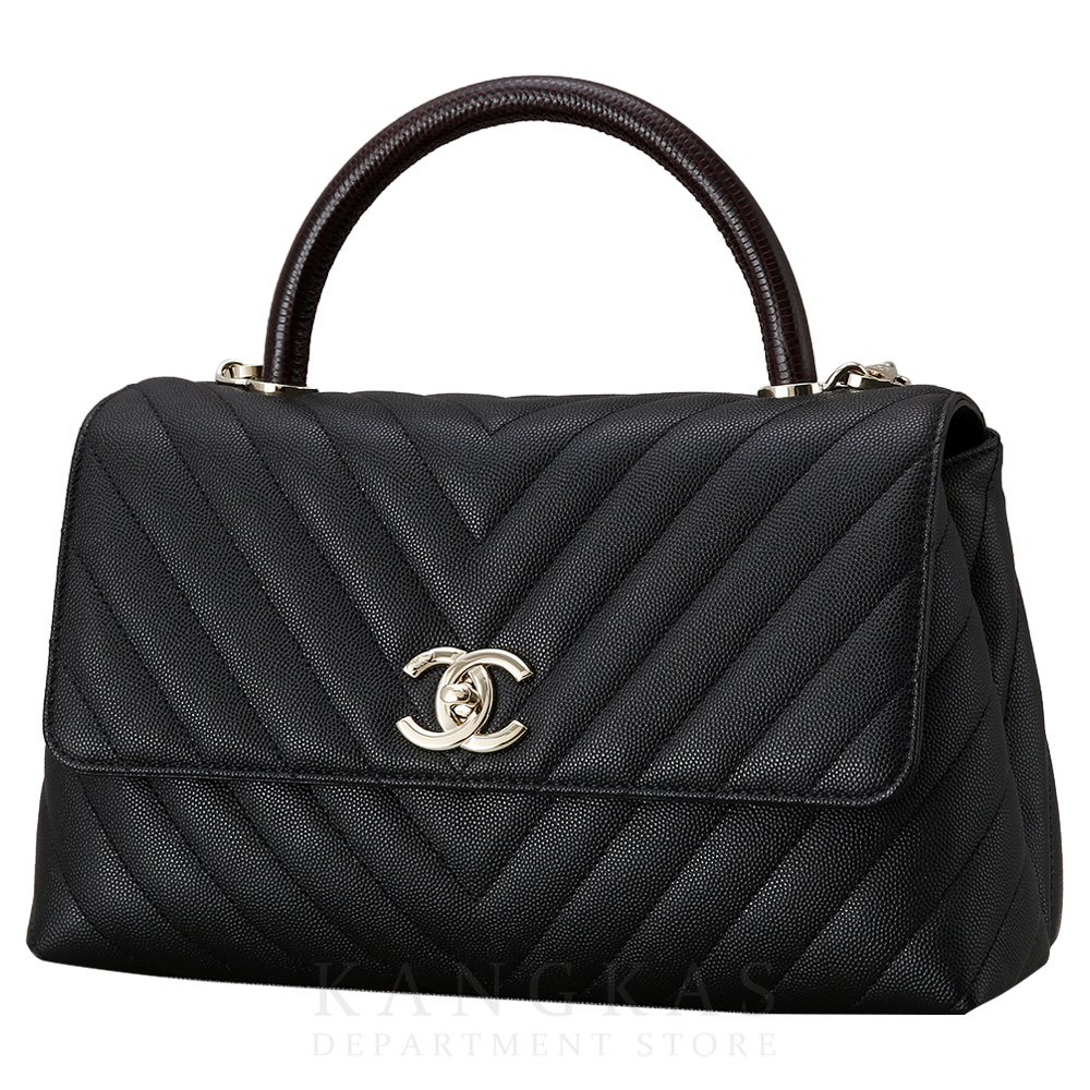 CHANEL(USED)샤넬 캐비어 쉐브론 코코핸들 리자드 미듐