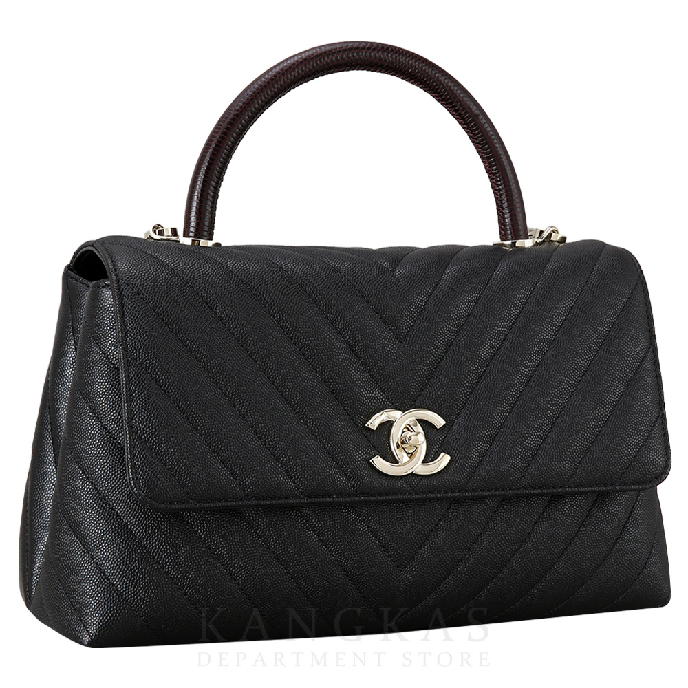 CHANEL(USED)샤넬 캐비어 쉐브론 코코핸들 리자드 미듐