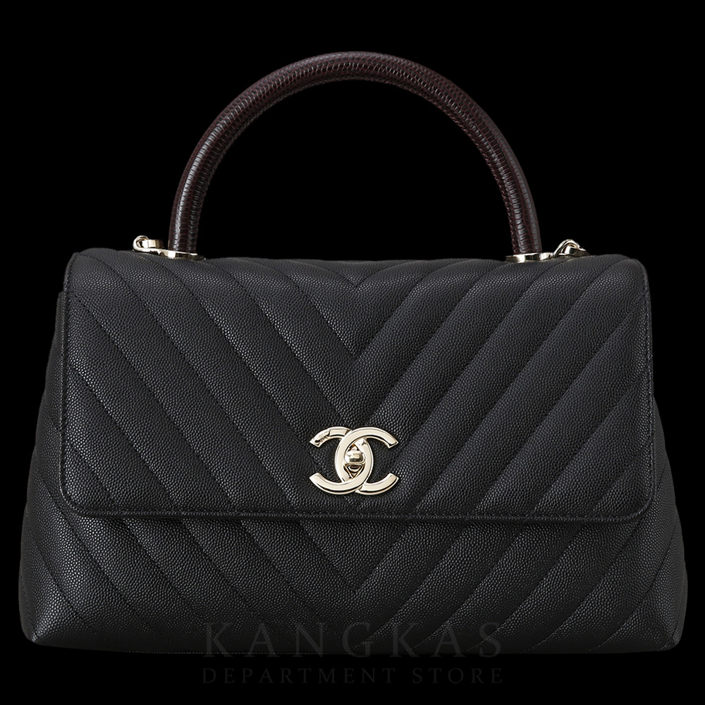 CHANEL(USED)샤넬 캐비어 쉐브론 코코핸들 리자드 미듐