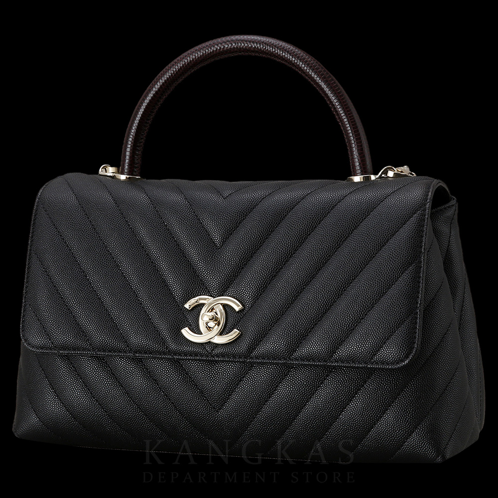 CHANEL(USED)샤넬 캐비어 쉐브론 코코핸들 리자드 미듐