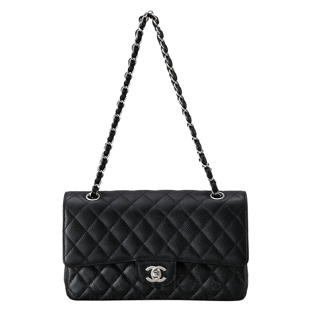 CHANEL(USED)샤넬 클래식 캐비어 미듐 블랙 은장