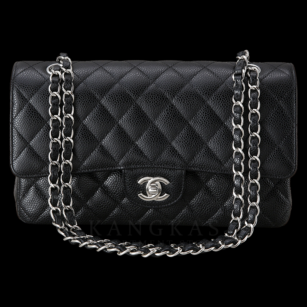 CHANEL(USED)샤넬 클래식 캐비어 미듐 블랙 은장