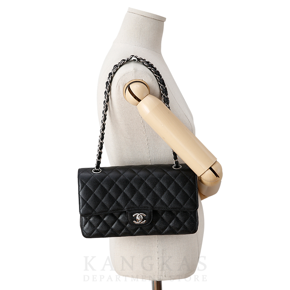 CHANEL(USED)샤넬 클래식 캐비어 미듐 블랙 은장