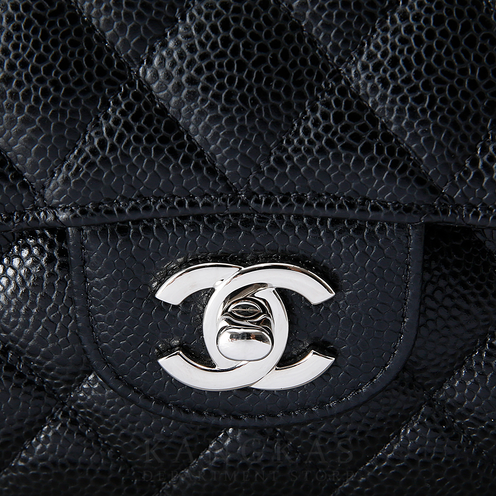 CHANEL(USED)샤넬 클래식 캐비어 미듐 블랙 은장