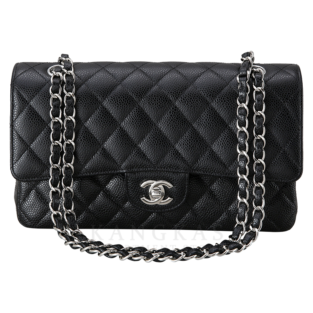 CHANEL(USED)샤넬 클래식 캐비어 미듐 블랙 은장