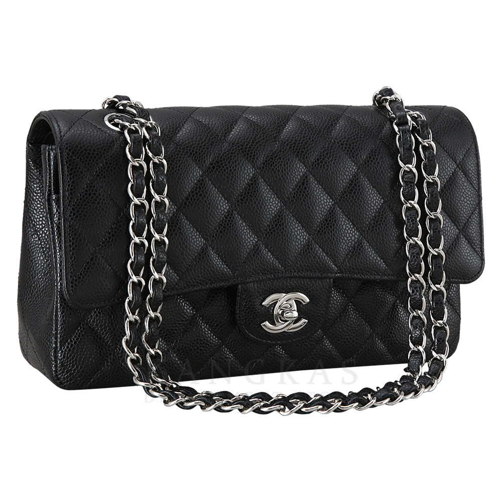 CHANEL(USED)샤넬 클래식 캐비어 미듐 블랙 은장