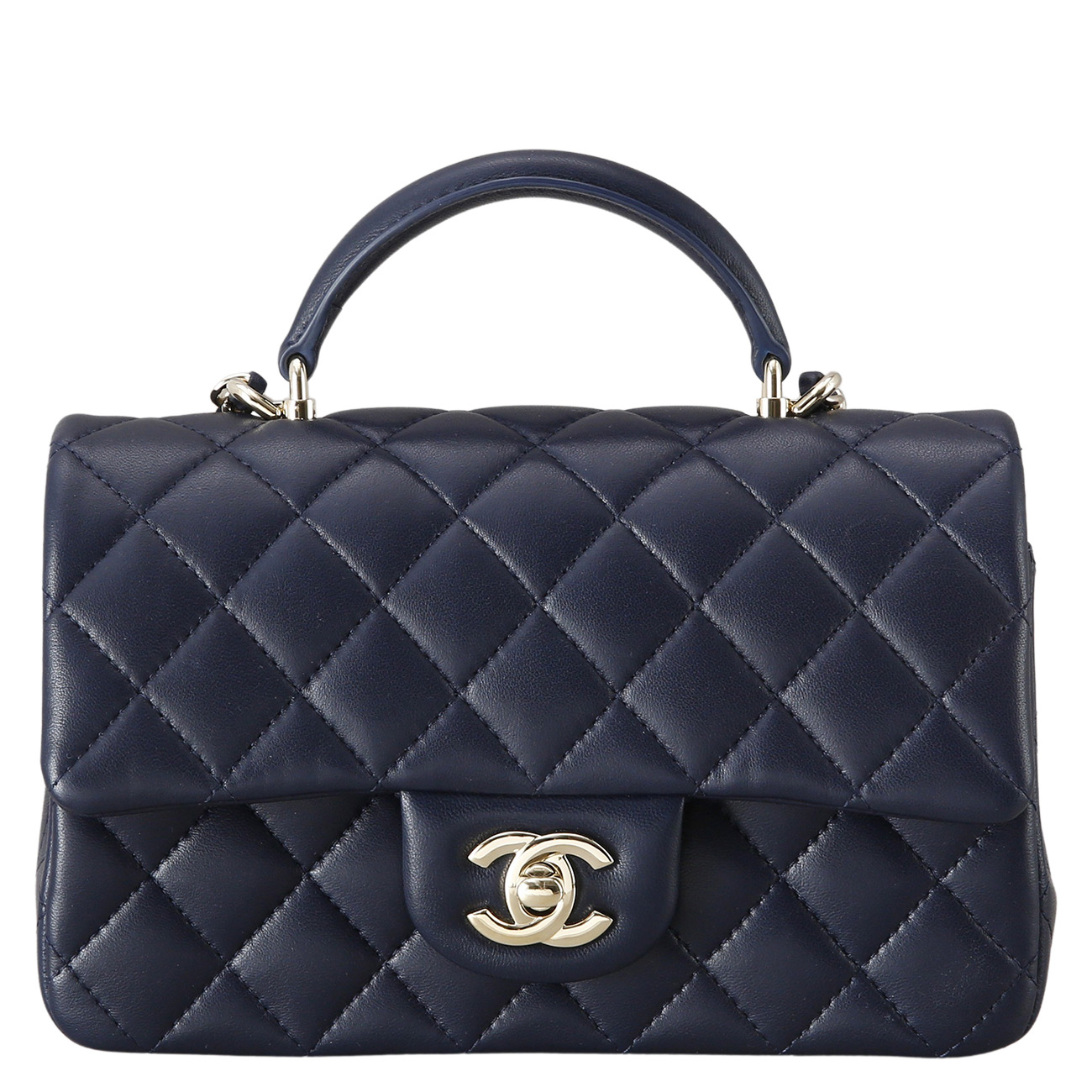 CHANEL(USED)샤넬 램스킨 클래식 뉴미니 탑핸들