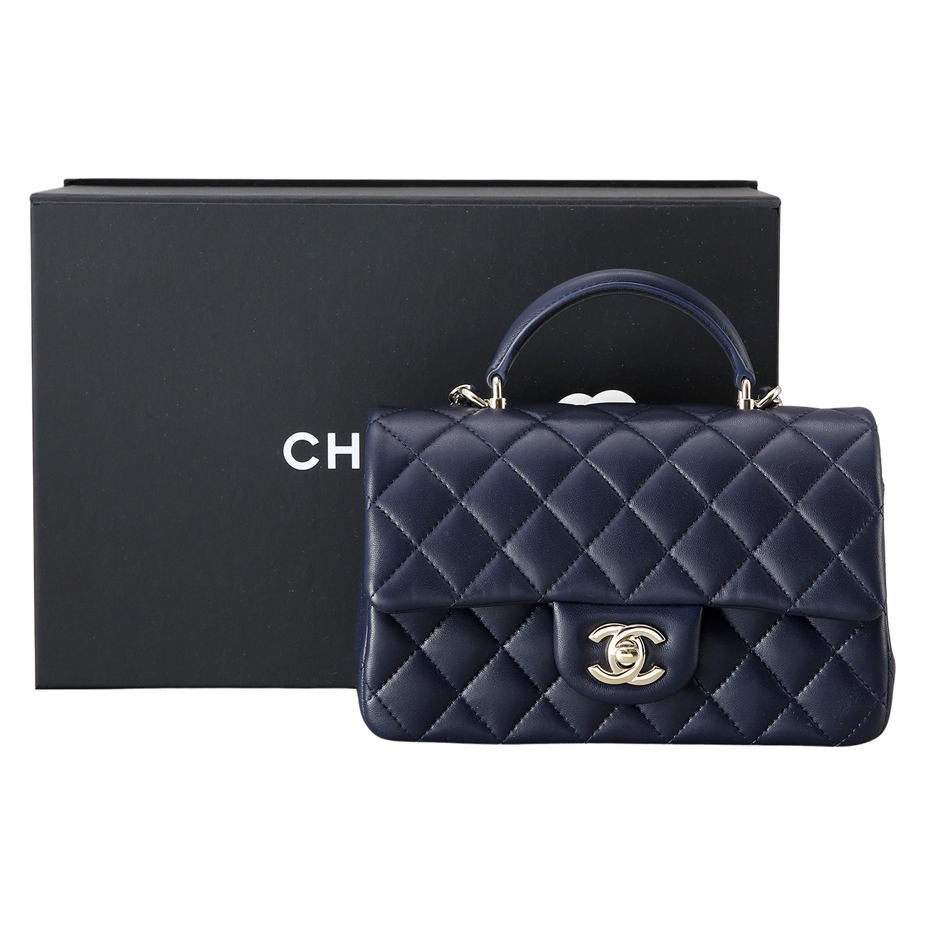 CHANEL(USED)샤넬 램스킨 클래식 뉴미니 탑핸들