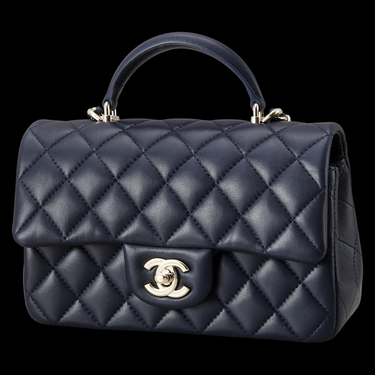 CHANEL(USED)샤넬 램스킨 클래식 뉴미니 탑핸들