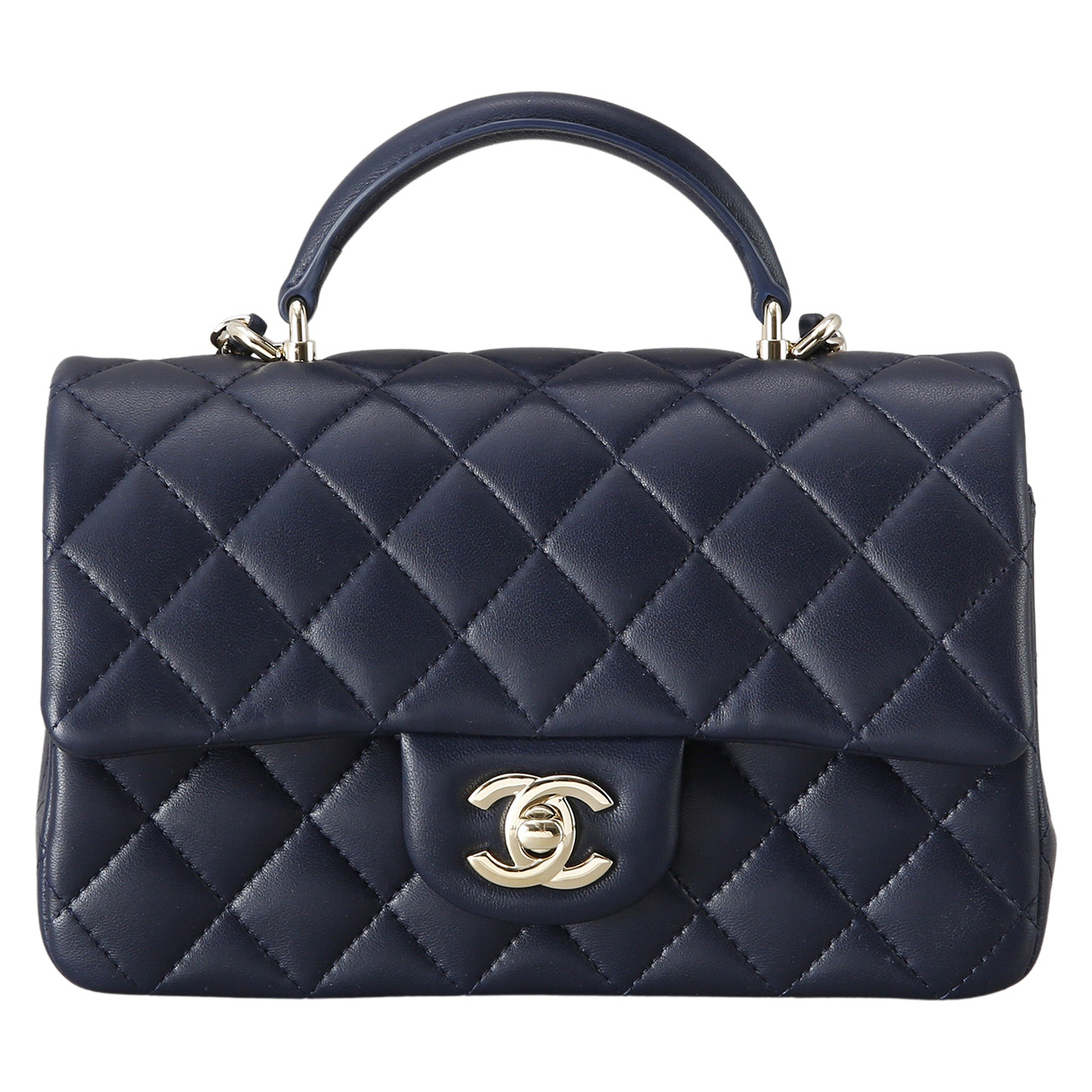 CHANEL(USED)샤넬 램스킨 클래식 뉴미니 탑핸들