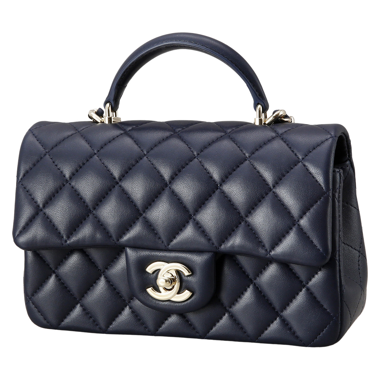 CHANEL(USED)샤넬 램스킨 클래식 뉴미니 탑핸들