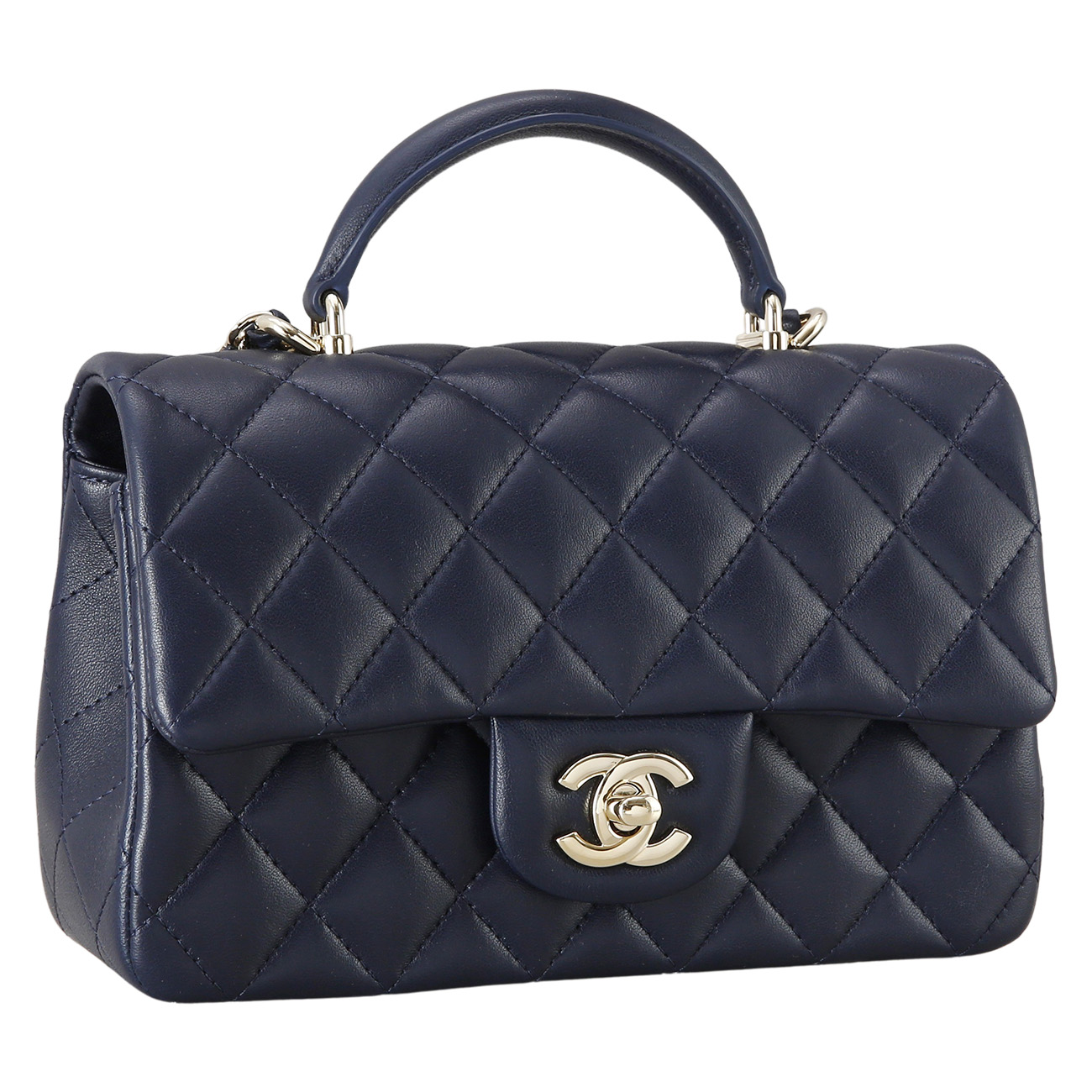 CHANEL(USED)샤넬 램스킨 클래식 뉴미니 탑핸들