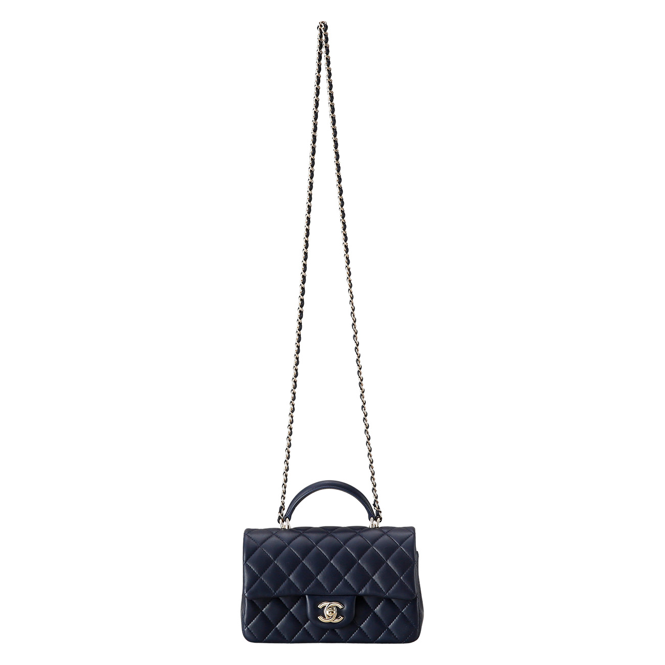 CHANEL(USED)샤넬 램스킨 클래식 뉴미니 탑핸들