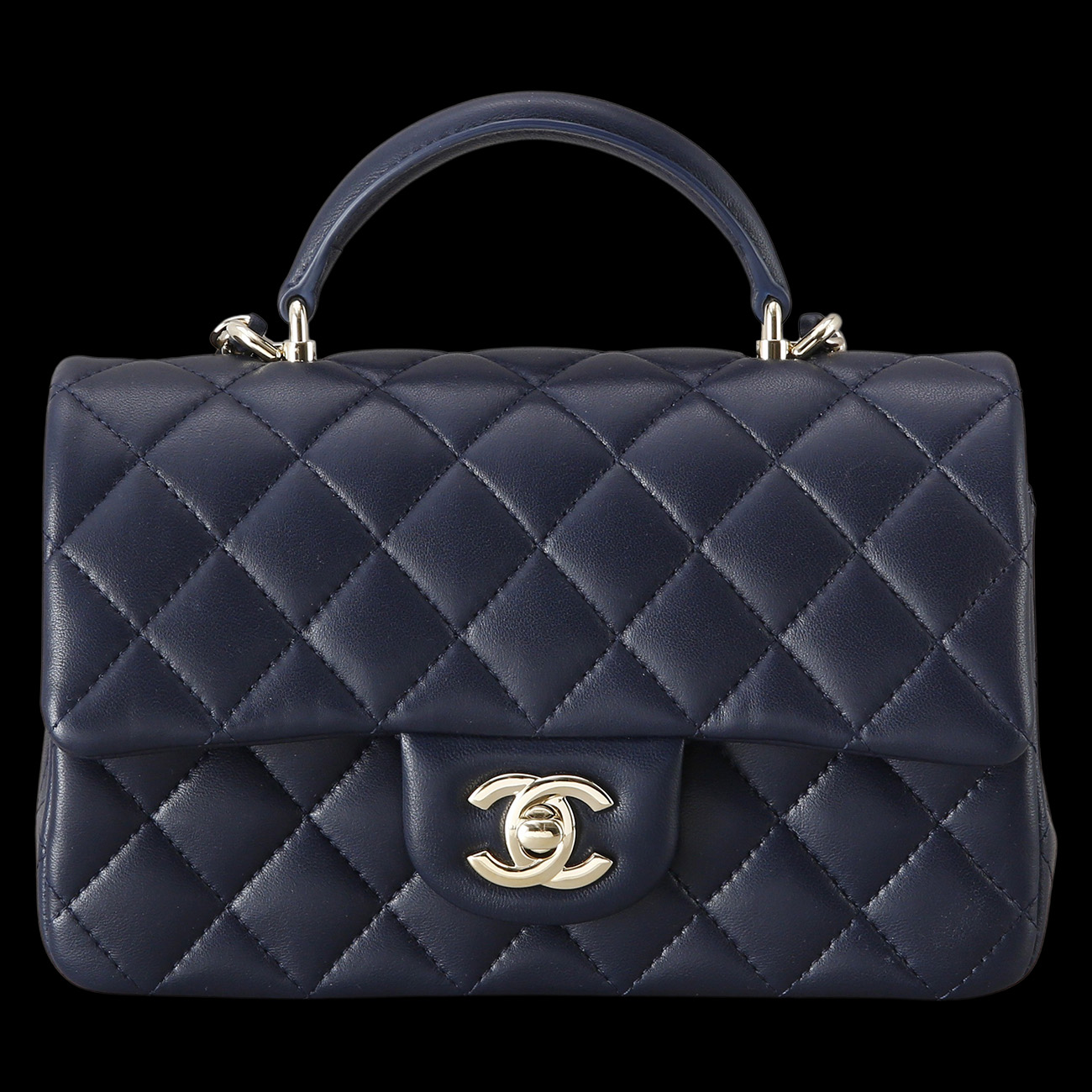 CHANEL(USED)샤넬 램스킨 클래식 뉴미니 탑핸들