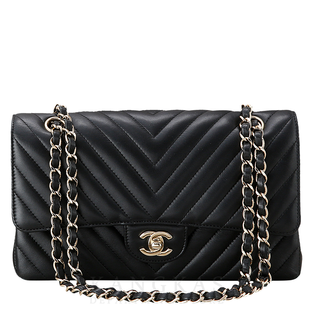 CHANEL(USED)샤넬 클래식 램스킨 쉐브론 미듐