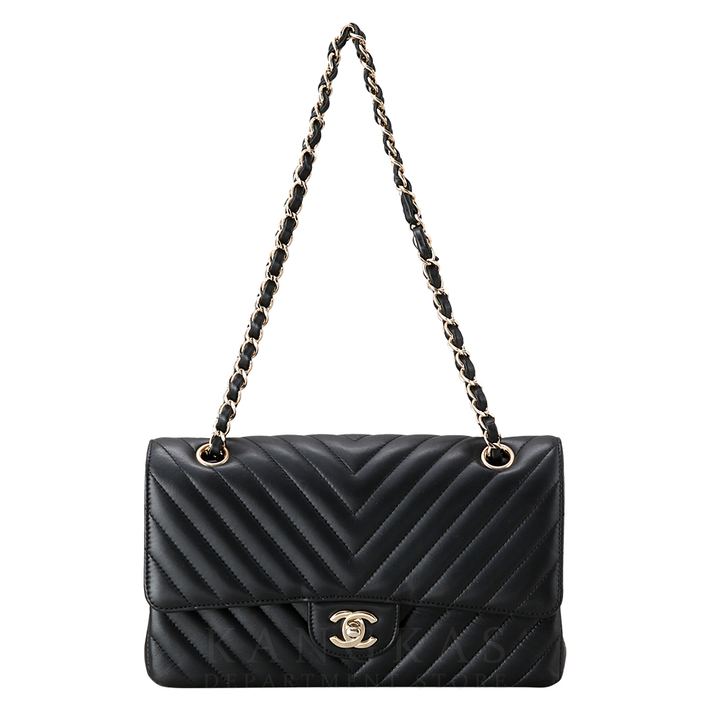 CHANEL(USED)샤넬 클래식 램스킨 쉐브론 미듐