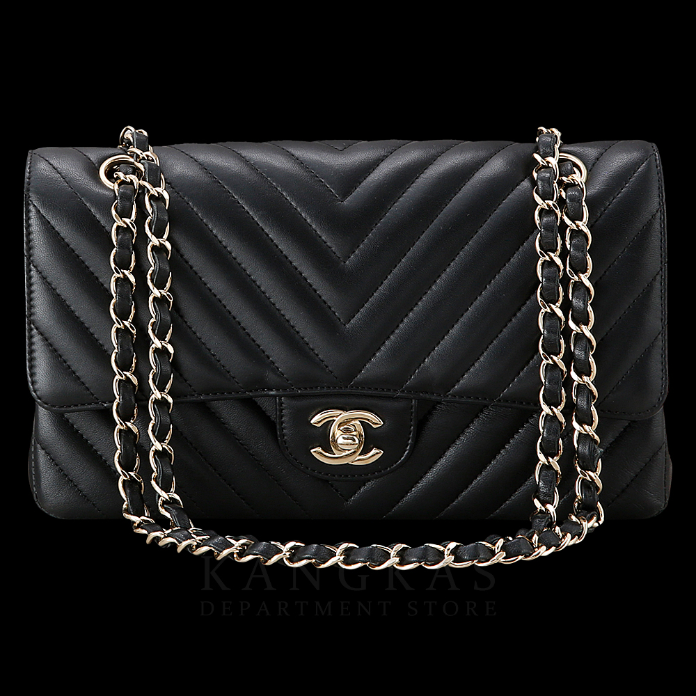 CHANEL(USED)샤넬 클래식 램스킨 쉐브론 미듐