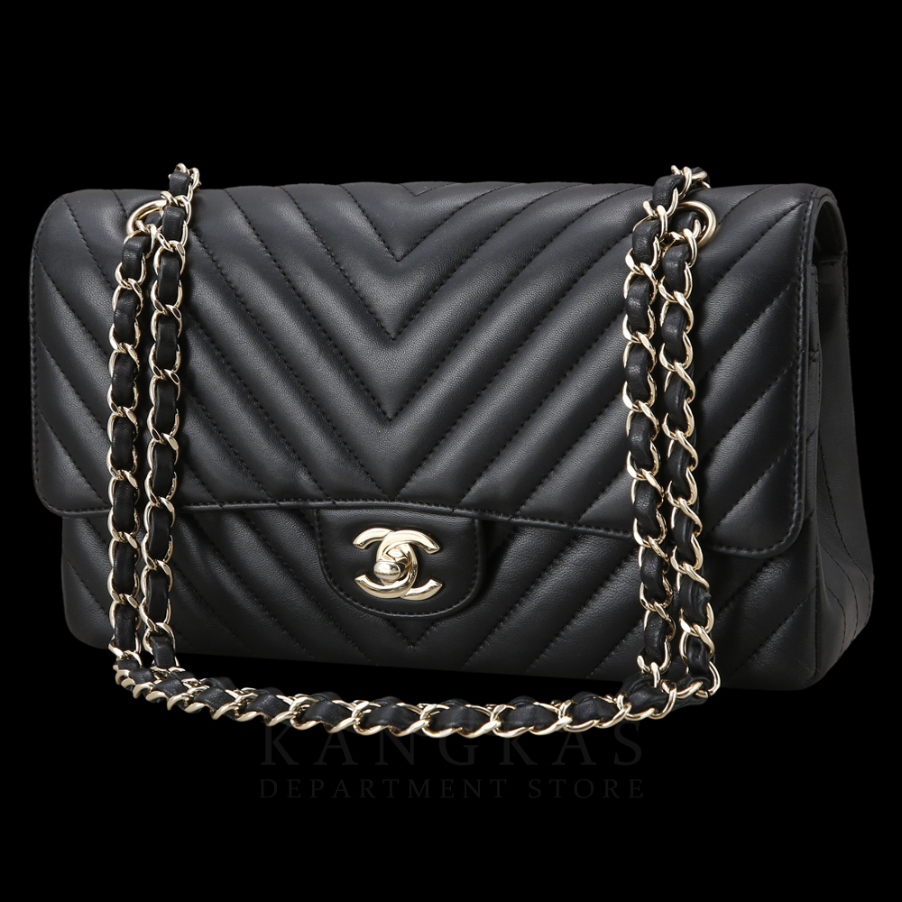 CHANEL(USED)샤넬 클래식 램스킨 쉐브론 미듐