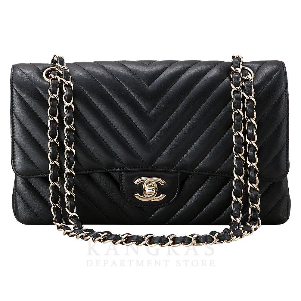 CHANEL(USED)샤넬 클래식 램스킨 쉐브론 미듐