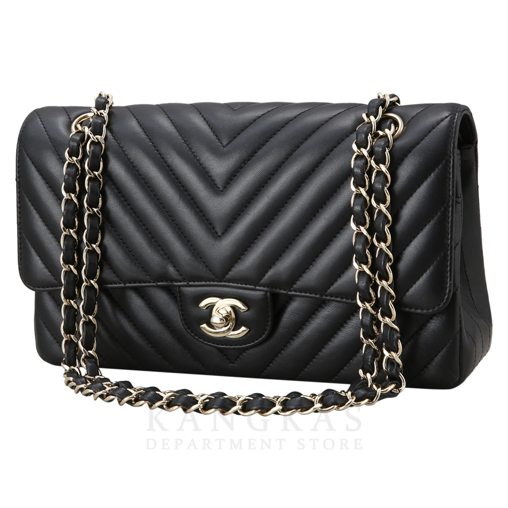 CHANEL(USED)샤넬 클래식 램스킨 쉐브론 미듐