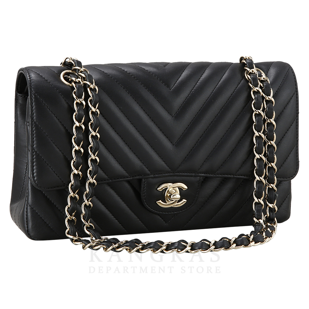 CHANEL(USED)샤넬 클래식 램스킨 쉐브론 미듐